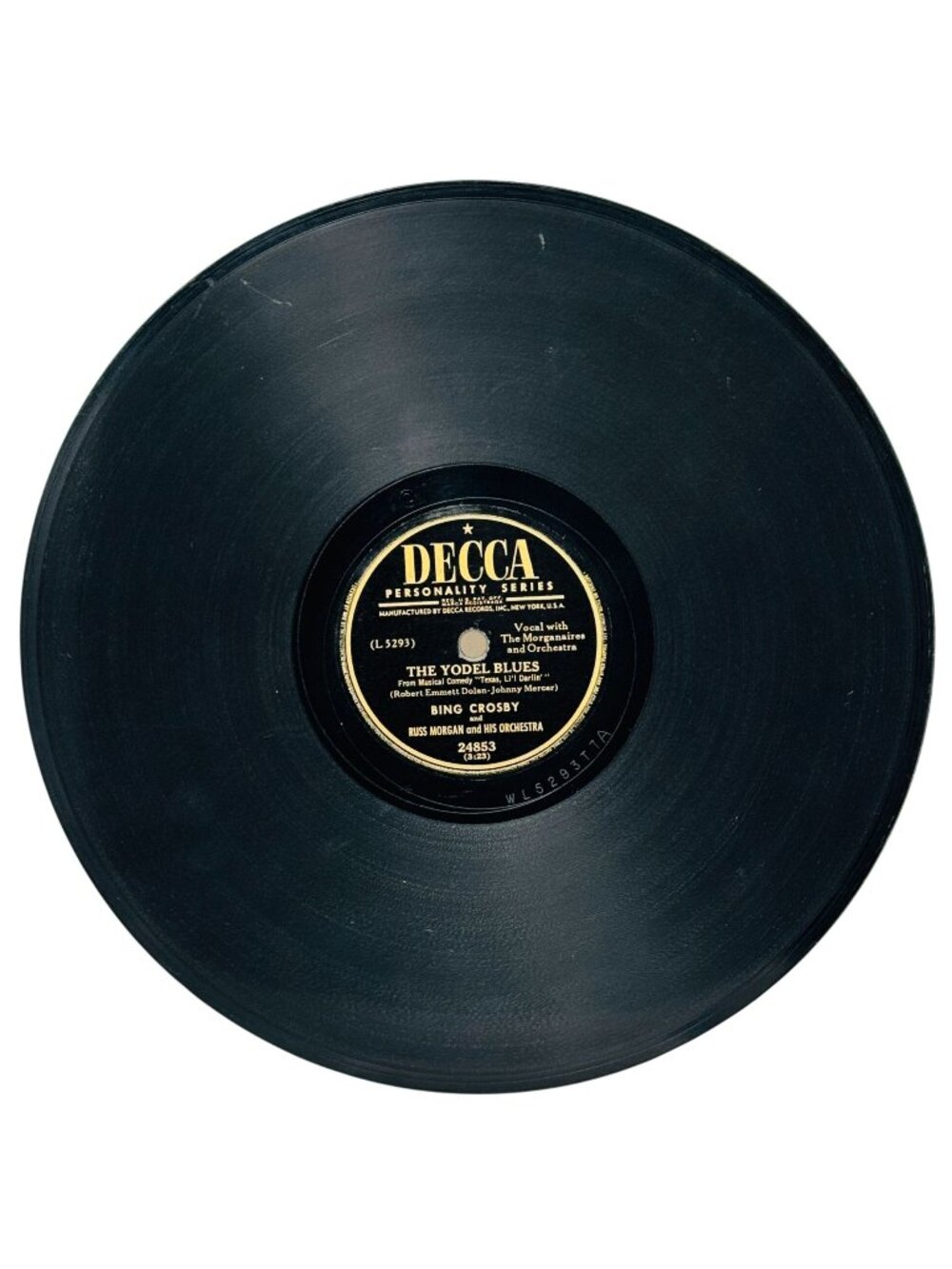 Bing Crosby The Yodel Blues 10in Shellac 78 RPM Decca Records 24853 Vintage